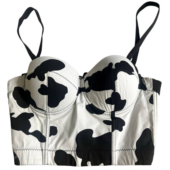 Cow Print Corset Crop Top | Micas| Size Small - Picture 2 of 3